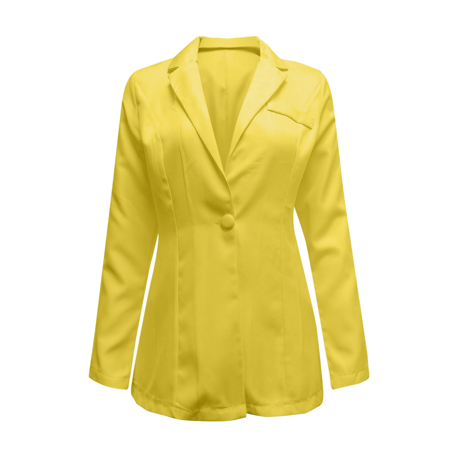 iOPQO blazer jackets for women Women's Casual Light Weight Thin Jacket Slim Coat Long Sleeve Blazer Office Business Coats Jacket Women's Blazers Yellow M - image 4 of 7