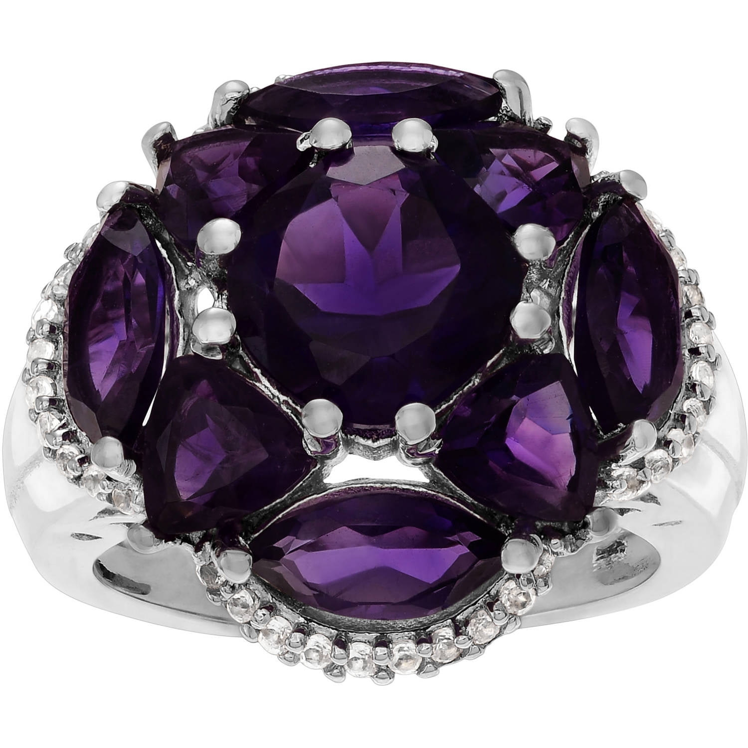 Brinley Co. Women's Amethyst Topaz Sterling Silver Flower Fashion Ring by KNS International