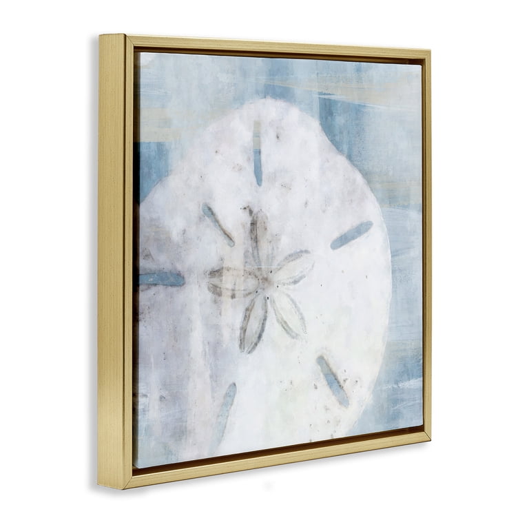 Stupell Industries Pastel Blue Sand Dollar Canvas Wall Art - Ready To Hang Beach Decor