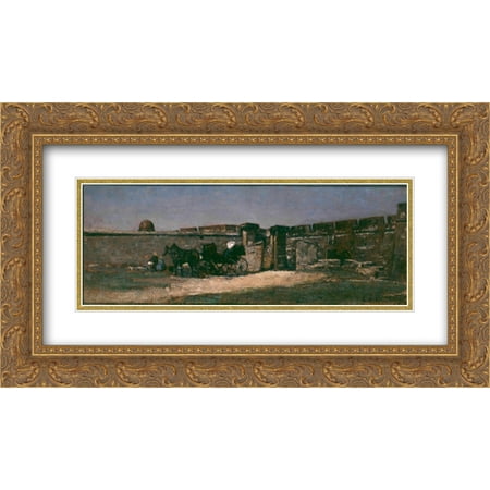 Louis Comfort Tiffany 2x Matted 24x14 Gold Ornate Framed Art Print 'Castillo de San Marcos, St. Augustine, Florida (Best Place To Sell Gold St Louis)