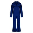 thumbnail image 5 of MuZeFu Pajamas for Women Set Long Sleeve Women Satin Pajamas Set Long Sleeve Silk Top And Wide Leg Pants Pjs Sets With Pockets, 5 of 8