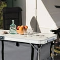 thumbnail image 5 of Zimtown 4Ft Foldable Camping Table with Storage, 3-Level Adjustable Heights Outdoor Kitchen Station, Aluminum Folding Table for Party Commercial Entertaining Events, White, 5 of 13