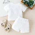 thumbnail image 3 of Hotiary Baby Boys Summer 2-Piece Outfits Short Sleeve Button-Down T-shirt and Elastic Vertical Stripe Shorts with Drawstring Set Toddler Outfit Clothes for 6 Months-4 Years, 3 of 8