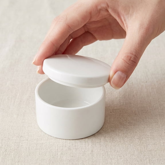 Topbathy White Ceramic Jewelry Case Round Storage Box Smooth Surface Organizer for Home