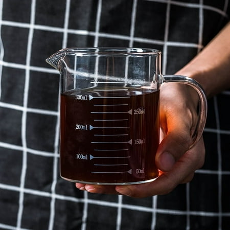 

350ml Multi-Function Measuring Cup High Borosilicate Clear Glass Scale Cup with Handle Glass Cup Measuring Beaker with Scale for Juice Coffee and More