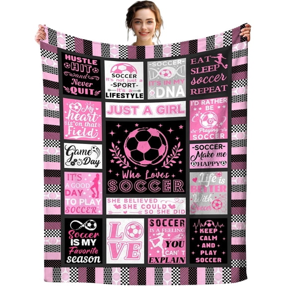 Soccer Blanket Gifts for Girls Stuff Soccer Ball Throw Blanket Bedding Football Girls Soccer Blankets for Women Kids Adults Room Decor Birthday Party Decorations
