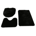 thumbnail image 3 of dwsnxt 3-Piece Bathroom Rug Set, Soft Plush Velvet Fleece with Memory Foam, Non-Slip Backing, Machine Washable, Quick Drying, Modern Black Design for Toilet, Shower Room, and Bath Mats Black, 3 of 8