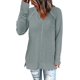 thumbnail image 1 of Túnica de punto de gofre de manga larga para mujer, camisetas casuales con cuello en V, jerséis de ajuste holgado Fokelyi WMZY-696-14, 1 of 1
