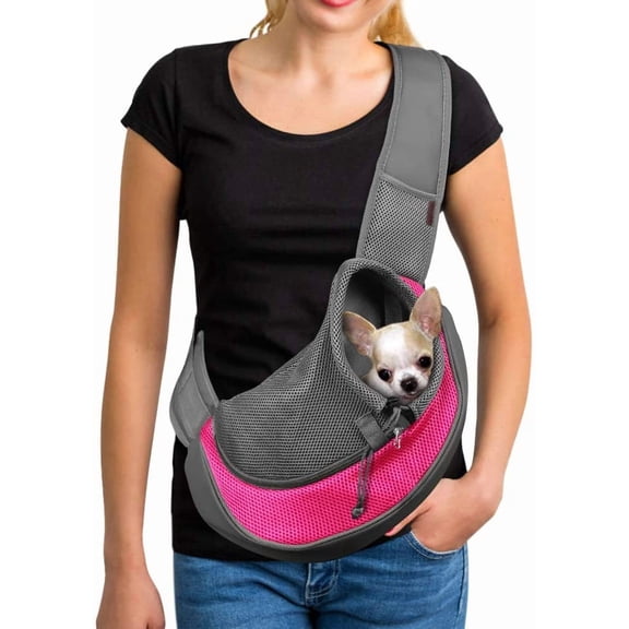 Pet Sling Carrier, TINGOR Dog Sling Carrier with Breathable Mesh, Travel Safe Sling Bag Carrier for Small Dogs Cats Less Than 5lbs