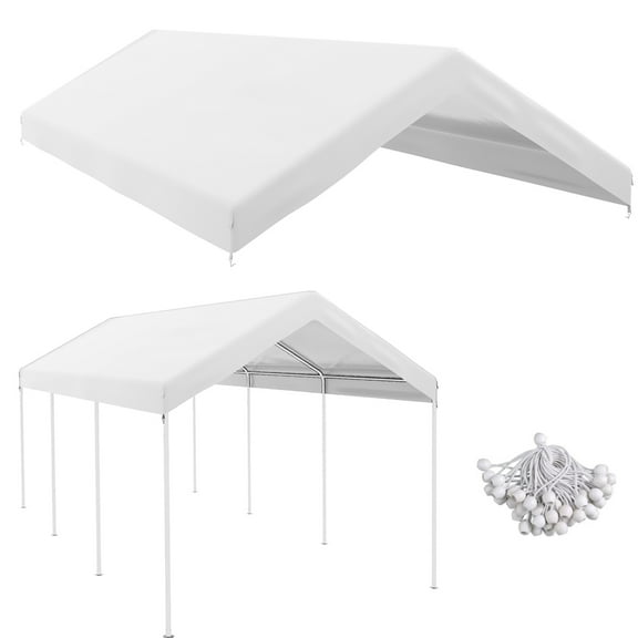 10'x20' Upgraded Carport Replacement Top Canopy Cover for Car Garage Shelter Tent Party Tent with Ball Bungees