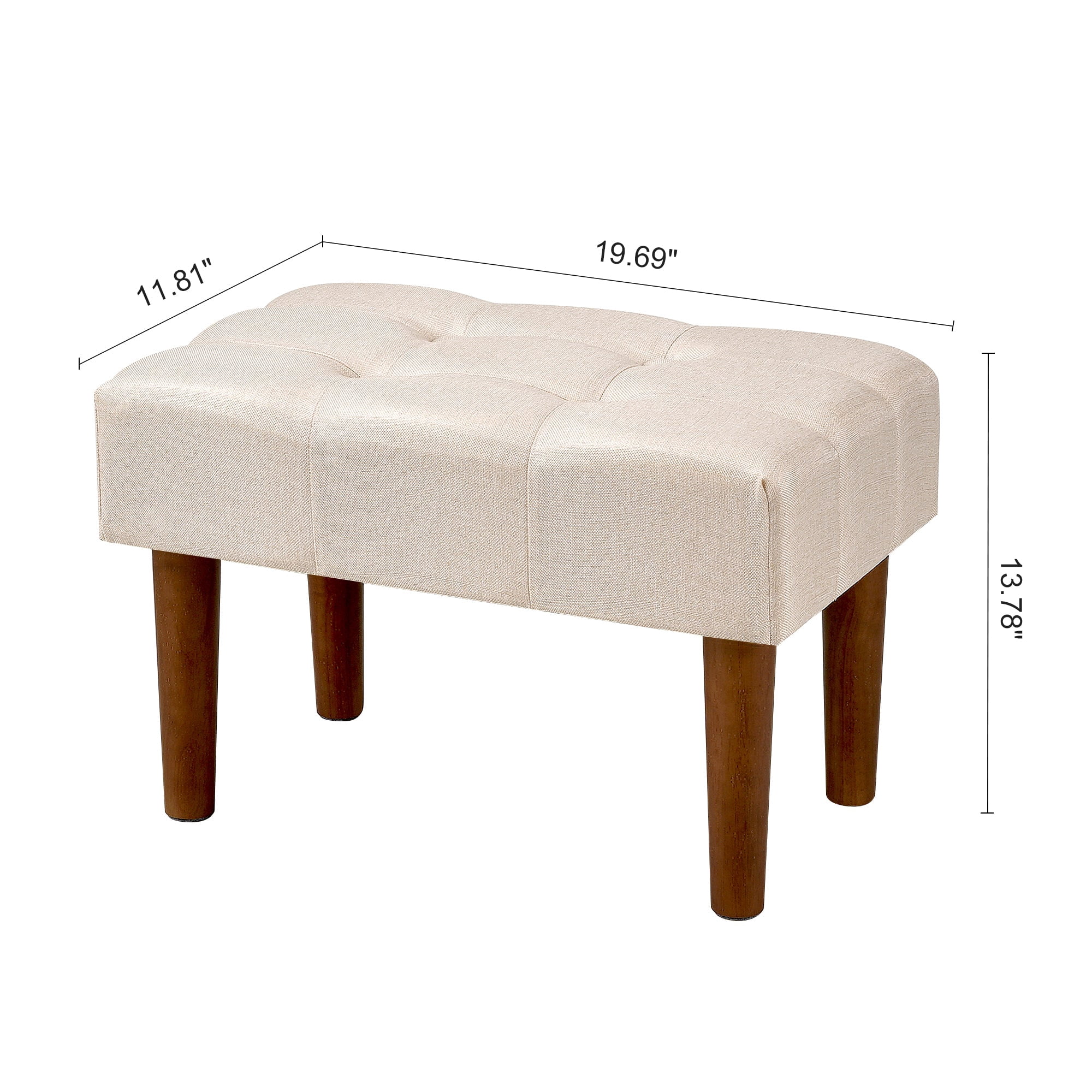 VECELO Small Tufted Foot Stool, Upholstered Footrest Ottoman with Legs, Fabric Rectangle Sofa Foot Rest for Living Room, Couch, Beige