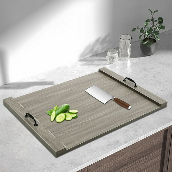 Miumaeov Grey Wood Stove Top Cover 30''x22" Multifunction Noodle Board Stove Cover For Gas Stove and Electric Stove
