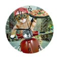 thumbnail image 1 of Reloj de pared con diseño de gato repartidor de pizzas, silencioso, de 10 pulgadas, estilo rústico retro, decorativo para sala de estar, cocina, hogar, baño y dormitorio, 1 of 7