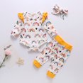 thumbnail image 1 of Conjunto de mono + pantalón + diadema para niña recién nacida con estampado de arcoíris y mangas abullonadas de Herrnalise, 1 of 8