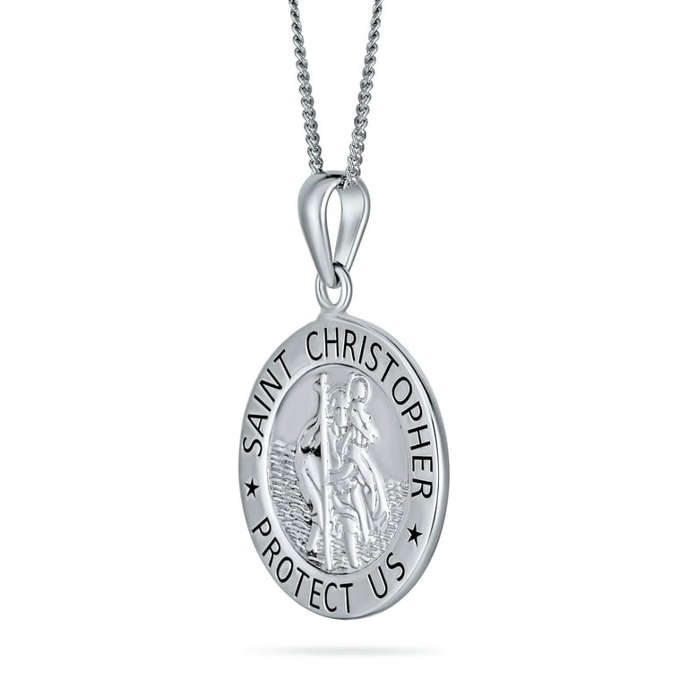 Medium Saint Christopher Parton of Safe Travel Medal Sterling Silver