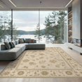 thumbnail image 2 of ODIKA 8'x10' Washable Area Rug Beige Floral Elegance with Ornate Border Classic Motifs and Detailed Vine for Living Room, Under Sectional, Family , Durable, Non-Slip, 2 of 7