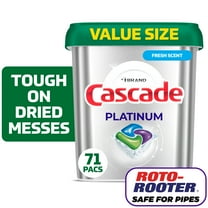 Cascade Platinum Dishwasher Pods, Dishwasher Detergent Soap Tabs, Fresh, 71 Count