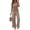 Khaki, variant on Enjoytime Striped 2 Piece Sets for Women V-Neck Ruffle Peplum Top with Wide Leg Pants Matching Set Sleeveless Casual Outfits