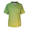 thumbnail image 3 of Domuza Scrub Shirts for Men Tie-Dye Gradient Short Sleeve V Neck Nursing Uniform Loose Fit Comfy Soft Medical Workwear with 3 Pockets Green 4XL, 3 of 4