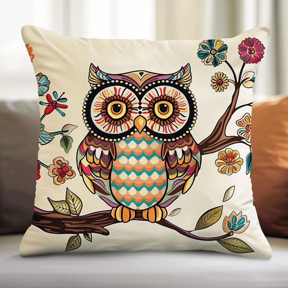 Owl Printed Cross Stitch Pillow Case Kits , 17.72" x 17.72" , Handmade Embroidery Kit Needlepoint Home Decor for Sofa (11ct)