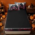 thumbnail image 4 of Erosebridal Spooky Ravens Zipper Twin Comforter Sets with Fitted Sheet and 2 Pillowcases, Halloween Dark Roses Zipper Bedding Set for Boys Girls, Black Red White, Black Reversible, 4 of 7