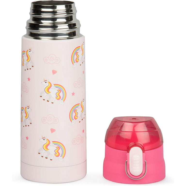Bentology Stainless Steel Unicorn Insulated Water Bottle for Girls – Easy to Use for Kids - Reusable Spill Proof BPA-Free Water Bottle – 13 Ounce