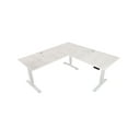 thumbnail image 2 of EFFYDESK Executive L-Shaped Height Adjustable Home Office Computer Standing Desk with Cable Management Tray (71"×71") Oak White on White Frame, 2 of 5