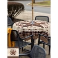 thumbnail image 5 of Outdoor Tablecloth with Umbrella Hole for Patio/Picnic/Party/Camping, Texas Star Vintage Waterproof Table Cloth Square Cover Washable, Brown Retro Art Red Berry Farmhouse (54"x 54"), 5 of 8