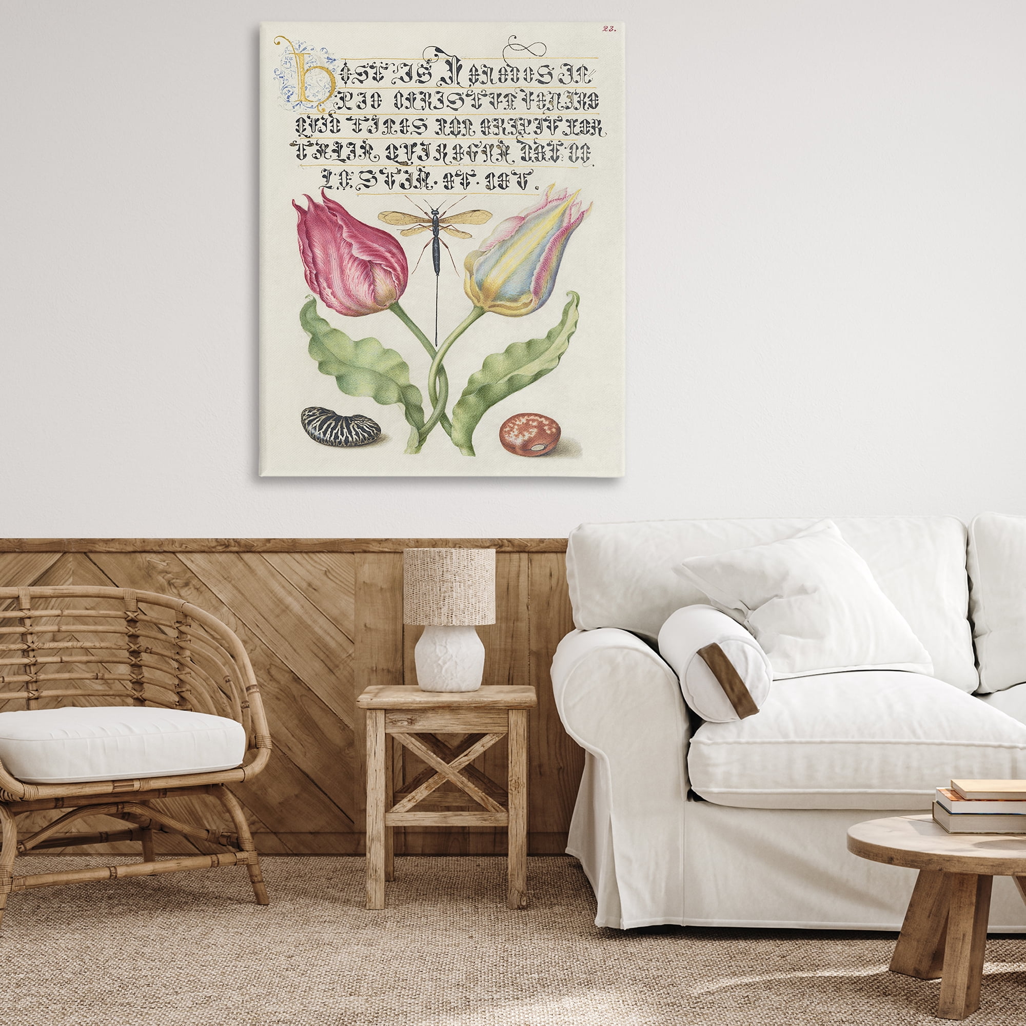 Stupell Industries Vintage Intertwined Flowers Text & Numbers Painting Wrapped Canvas Art Print Wall Art, 36 x 48