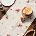 thumbnail image 3 of Pink Flowers Table Runner 36 Inches, Spring Watercolor Botanical Floral Beige Bed Runner Dresser Scarves Tabletop for Indoor Outdoor Parties/Ceremony/Banquet, 13"x 36", 3 of 8