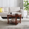 thumbnail image 4 of CQSXDA Traditional Round Coffee Table with Open Storage Shelf,2-Tier Storage Wood Center Circle Accent Table for Living Room, Bedroom, Apartment, Studio and Small Spaces, 30 x 30 x 18 inches, 4 of 12