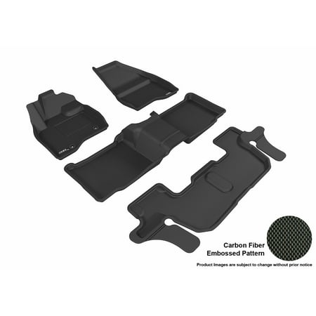 Ford Explorer Suv Carpet 3D MAXpider 2015-2016 Ford Explorer Front, Second, & Third Row Set All Weather Floor Liners in Black with Carbon Fiber Look ()