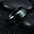 thumbnail image 3 of Wedding Rings For Men. 8mm Black Tungsten Band with Dark Green Wood Inlay, 3 of 7