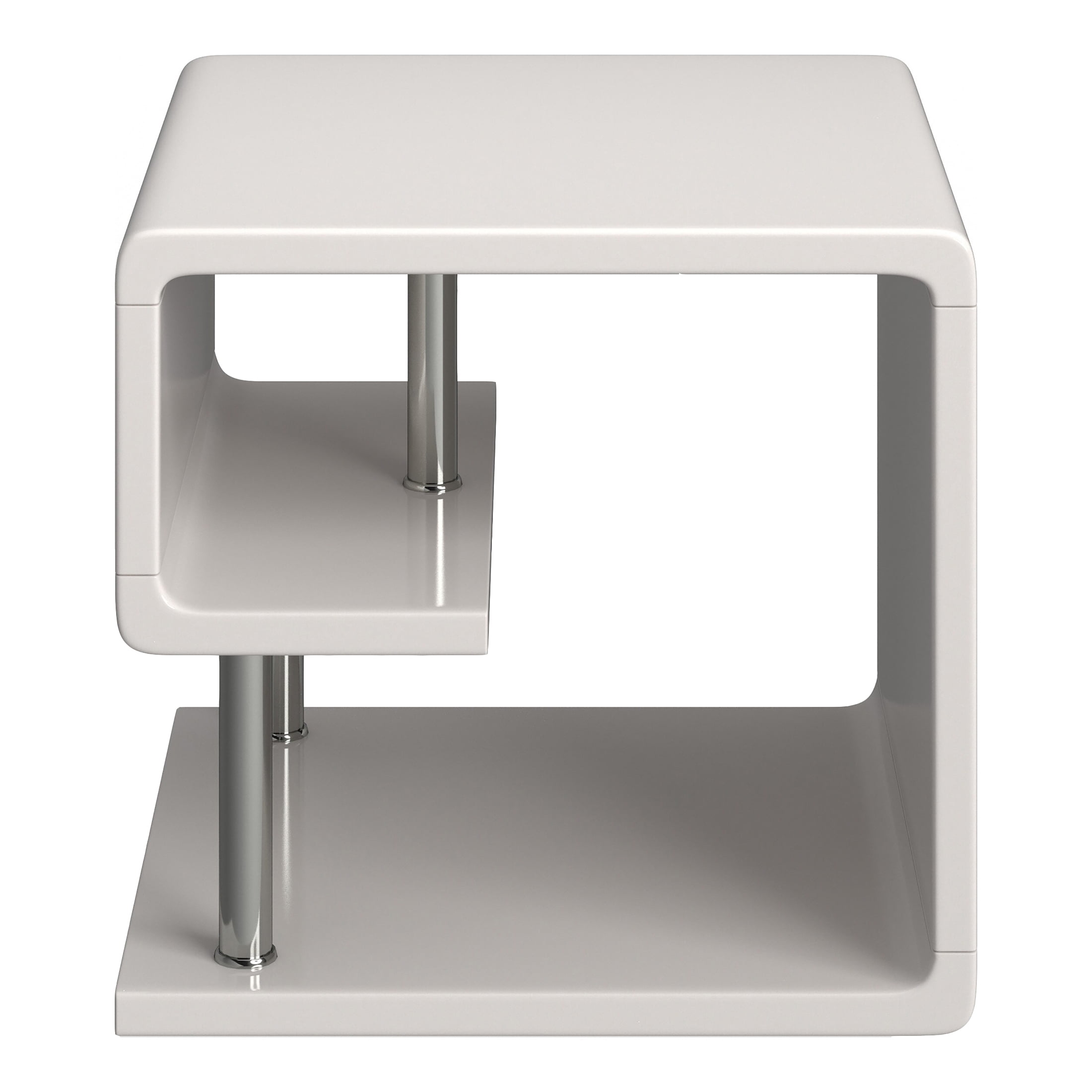 Furniture of America Locke Storage End Table, Glossy White