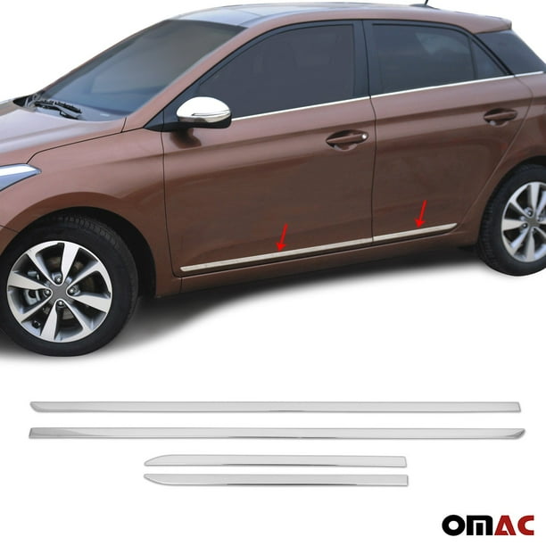 Chrome Side Door Trim Moulding Streamer S. Steel for Hyundai i20 2015