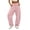 Pink, variant on Vhkiploz Plus Size Wide Leg Joggers for Women's Drawstring High Elastic Waist Pants Solid Hiking Vacation Trousers with Side Pockets