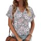 thumbnail image 1 of Fiudx Camisetas para Mujer Camiseta Holgada Informal de Manga Corta con Cuello En V a Cuadros para Mujer, 1 of 5