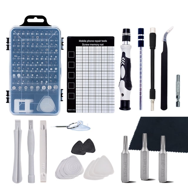 Herramientas de reparación de teléfonos móviles, juego de destornilladores CRV 123 en 1, kit de desmontaje de relojes, hardware industrial, negro, gris, 4 mm