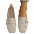 thumbnail image 4 of Miluxas Women's Fashionable Loafers, Leather Soft Soled Loafers, Square Toe Work Shoes, Flat Shoes, Penny Loafers Beige 9(42), 4 of 9