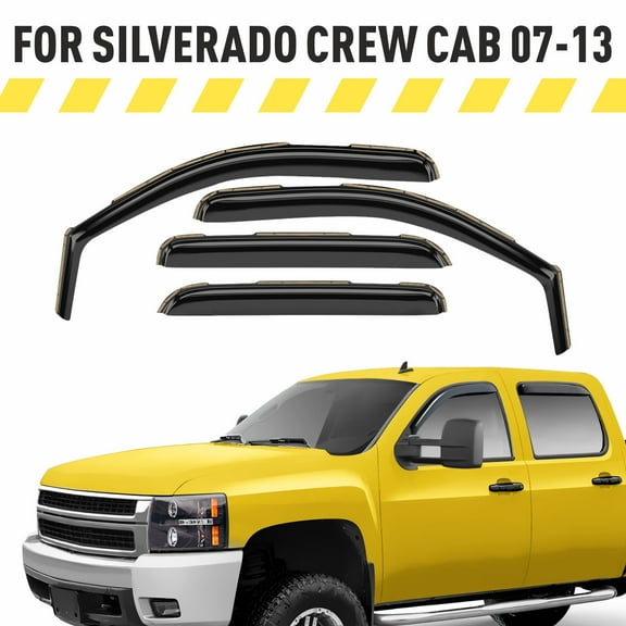 AEROGUYS In-Channel Window Deflectors Extra Durable Window Visors Rain Guards Fit for Chevrolet (Chevy) Silverado 1500 2007-2013 Crew Cab, Sun Visors, Wind Vent Visors,Truck Accessories -4pcs. AG0011