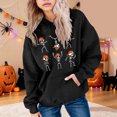 thumbnail image 2 of KPOPLK Halloween Sweatshirts for Teen Girls Kids Long Sleeve Hoodie Cute Skeleton Print Hoodie Drawstring Pullover Kids Clothes Black,Size 7-8 Years, 2 of 4