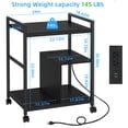 thumbnail image 2 of Leyaoyao Printer Stand for Desk with Charging Station, 3 Tier Desktop Shelf, Black Desk Organizer for Home Office, fit Fax Machine/3D Printer/Scanner, 2 of 8