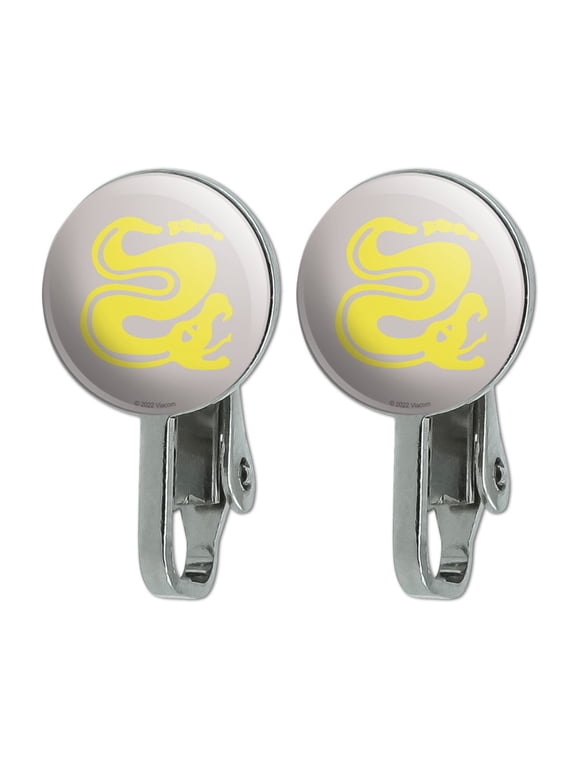 Hidden Temple Silver Snakes Novelty Clip-On Stud Earrings