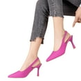 thumbnail image 2 of Lovskoo 2024 Womens Slingback Pointed Toe Stiletto Pumps Slip-On High Heels Office Lady Sandals Party Prom Dress Shoes Hot Pink, 2 of 9