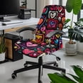thumbnail image 2 of ZIATUBLES Computer Office Chair Cover Stretch Doodle Heart Printed Removable Chair Protector Slipcover with Elastic Band Washable Soft Universal Rotating Chair Cover, S, 2 of 7