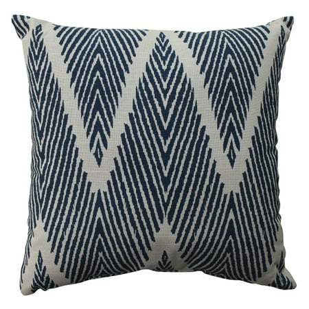16.5" Navy Zig Zag Zebra Print Decorative Square Throw Pillow