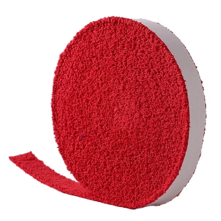 10M Badminton Racket Wrap Self- Towel Grip Long Hair Cotton Overgrip for Tennis Squash Fishing Rods 3cm Wide Anti-Slip Handle Tape Roll(red)