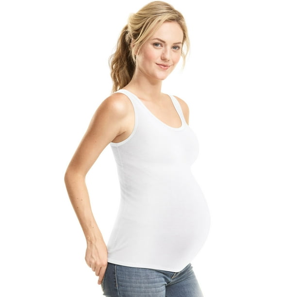 Playtex Womens Maternity Essential Tank Top 2-Pack, 2XL, White/Black 