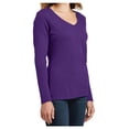 thumbnail image 4 of Womens Long Sleeve Fan Favorite Cotton/Polyester V-Neck Tee Team Purple Small, 4 of 7