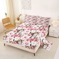 thumbnail image 2 of Erosebridal Kawaii Cat Animal Full Size Sheets, Pink Rose Floral Bed Sheets, 4-Piece, 2 of 5